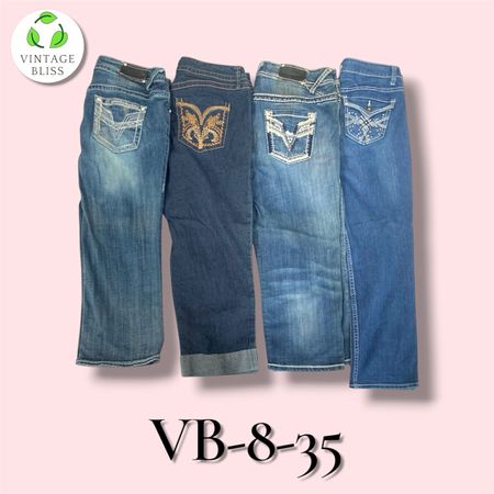 Y2K Vintage Embroidered Denim Capri Wholesale Bundle – Assorted Styles  (VB-8-35) 7 piece
