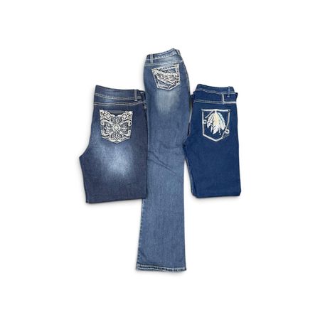 Jeans de bordado y embellishment Y2K #02