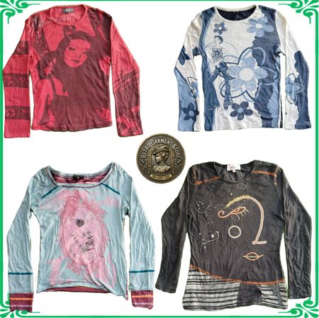 Vintage Y2K Fashion Long Sleeve Tops Blouses Collection
Retro Aesthetic Printed Graphic Tops LotA116