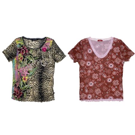 Y2K Printed Mesh & Graphic Tops Mix | 12 PCS |Collection
