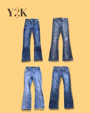 Y2K Retro Denim Statement Jeans (Yv-835)