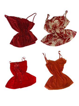 Y2K Rote Rüschen-Cami-Tops-ST-181