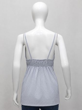 CR2053 UPCYCLED SHIRRED V-NECK BABYDOLL CAMISOLE TOP