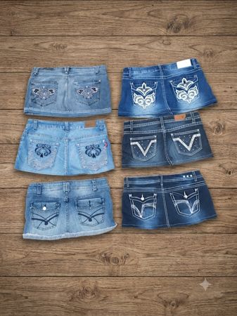 Lot de 6 jupes en denim pour femmes avec embellissements et poches (VM-114)