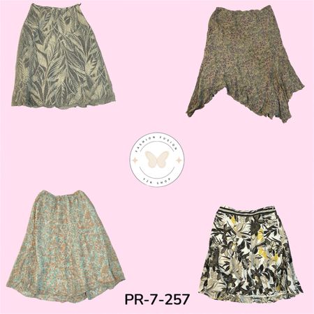 Women's Y2K Printed Skirt – Soft Flowing Poly Style (PR-7-257)