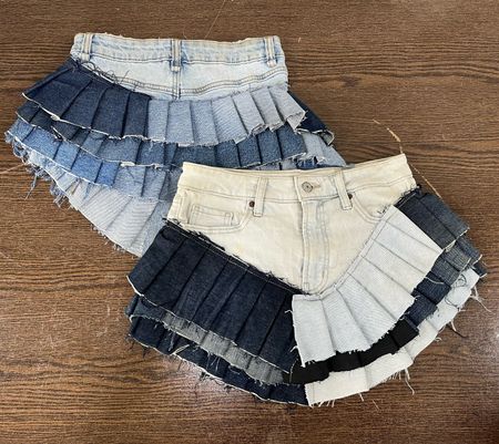 Upcycled Y2K Layered Denim Mini Skirt