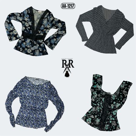 Y2K Dark Floral Peplum Mix Tops (AA-1217)