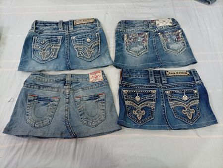 CR10562 Upcycled Kids’ Mini Denim Skirts