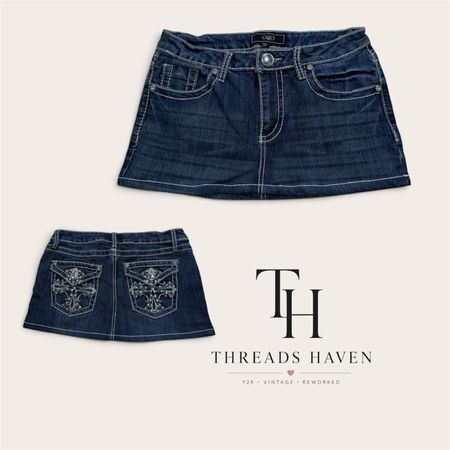 Upcycled Mini Back Pocket Embroidery Skirt – Handmade Denim