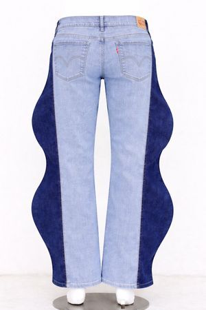 CR1938 Upcycled Denim Sculpted Wave Flare jeans