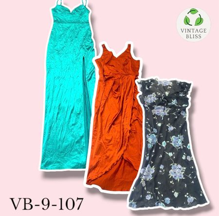 Y2K Vintage Poly Dress Wholesale Bundle – 9 Piece Lot (VB-9-107)