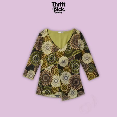 Y2K Retro Mosaic Wrap Top