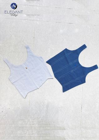 UPCYCLED Polo Gingham Check Corset Top - EVR0654