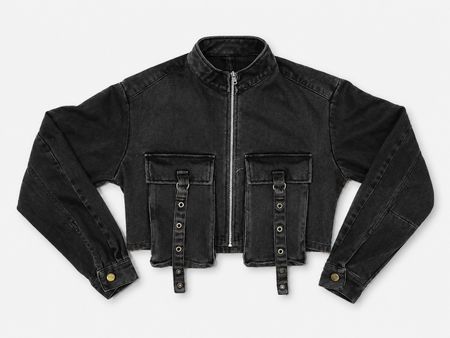 VESTE DE TRAVAIL EN JEAN NOIR RECYCLÉE CR2227