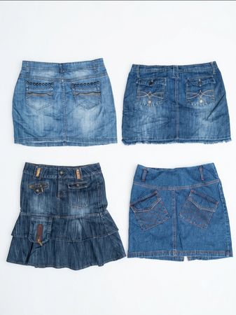 Vintage Master Select: Loose Fit Y2K Denim Midi Skirt Mix(VM-144)