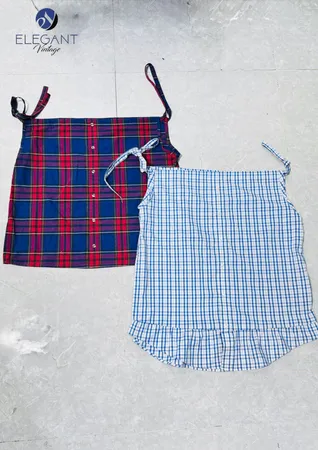 Top en cami à bretelles avec nœud en plaid recyclé - EVR0505