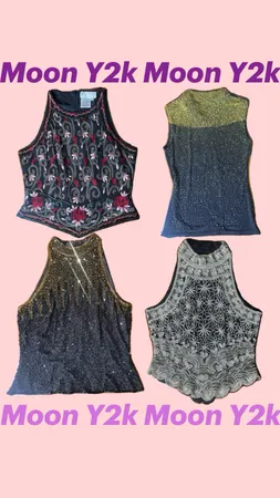 Tops en perles de style vintage Y2k en 100 % soie