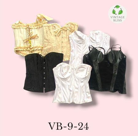 Y2K Vintage Black & White Corset Wholesale Bundle (VB-9-24) 15 pieces