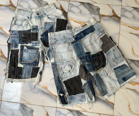 Upcycled Y2K Denim Patchwork Jorts