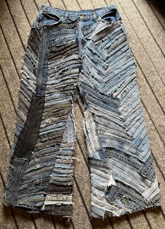 Upcycled Denim Patchwork Baggy Style Jeans