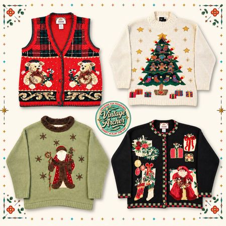 Vintage Heavy Knit Novelty Xmas Jumpers: 10pcs (CM1)