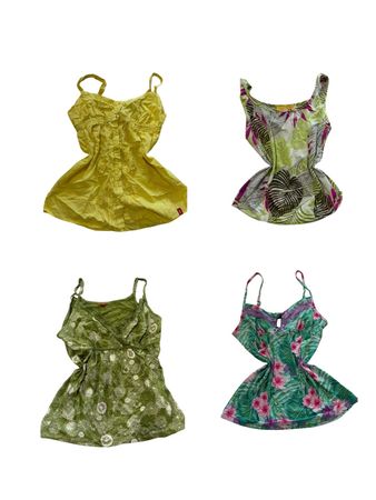 Y2K Yellow Button Front Ruched Camisoles-ST-335