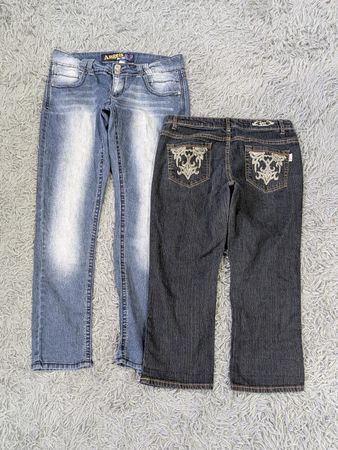 **Jeans Capri Skinny Brodés Y2K – Jean Mixte**