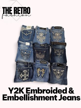 Jeans brodés et ornés YW-130/ Y2K