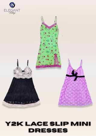 Y2K Lace Slip Mini Dresses - EV2372