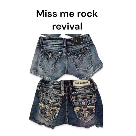 Miss me true religion rock revival shorts