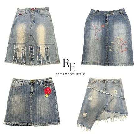 Y2K Paris Hilton Era Girl Denim Midi Skirts RE-3731