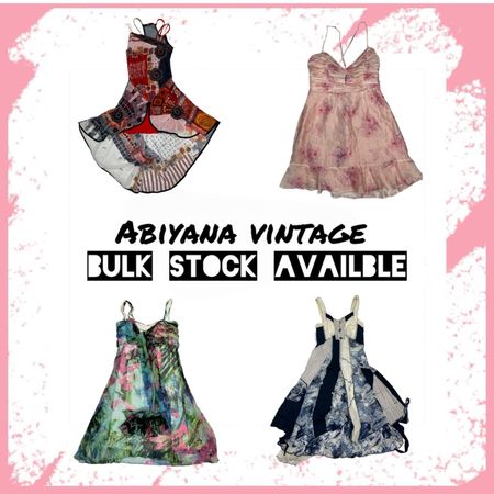 Y2K Fairy Dresses - Vintage 90er Boho Patchwork & Floral Cami Midi Kleid Bundle-AV-119