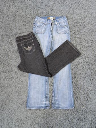 ***Y2K Embroidered Flare Jeans – Unique Retro Denim Mix