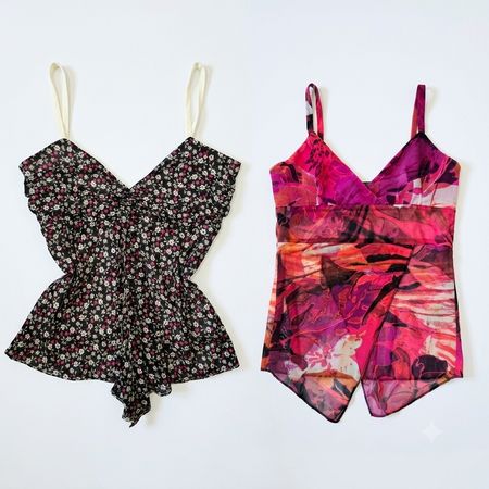 Upcycled Y2K Halter und Cami Top