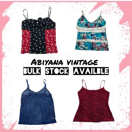 Y2K Cami Tops | Floral Ruffle & Lace Spaghetti Strap -Av-176
