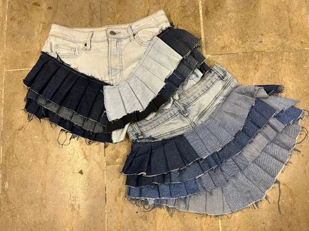 Upcycled Y2K Multi Layered Pleated Mini Skirt