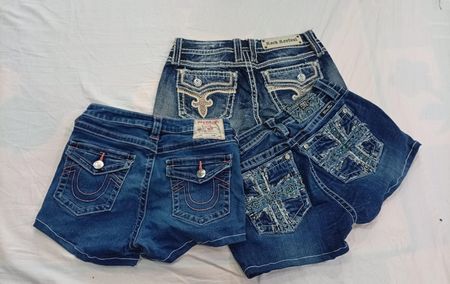 CR11834 Calças Mini de Denim Mix-Branded Recicladas