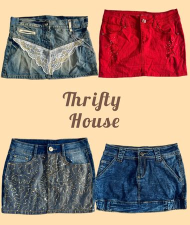 Y2K Studded Denim Mini Skirts(TH/567)