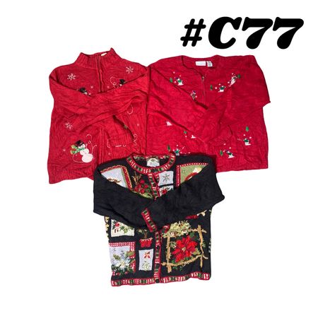 Wholesale Vintage Christmas Sweaters Bundle | 10pcs Women’s Holiday Cardigans Mix (Tiara International, Croft & Barrow , M-XL) C#77