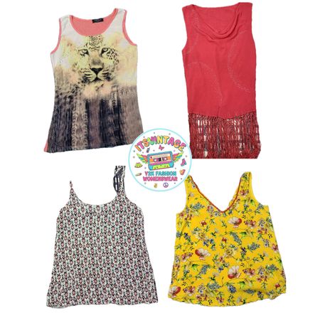 Ensemble de débardeurs et camisoles imprimés Vintage Y2K – 12 pièces | VR372 🌺✨