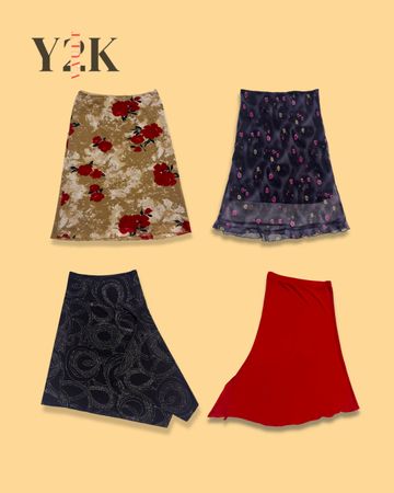 Y2K Boho Floral Midi Skirt Bundle (Yv-754)