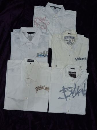 Vintage Y2K White Surf Shirts Lot - Billabong, Rip Curl, O'Neill (Minor Vintage Marks Shown)