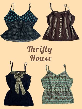 Y2K Whimsigoth Boho Mixed Camis(TH/547)