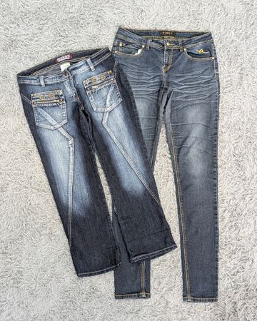 ***Y2K Capri & Skinny Jeans – Rhinestone and Embroidery Mix