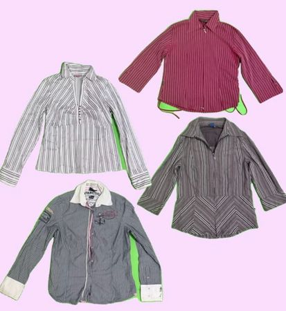Y2k Office pan stripe blouse