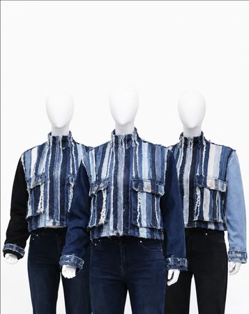 CR2020 Creed Vintage Upcycled Stripe Denim Jacket
