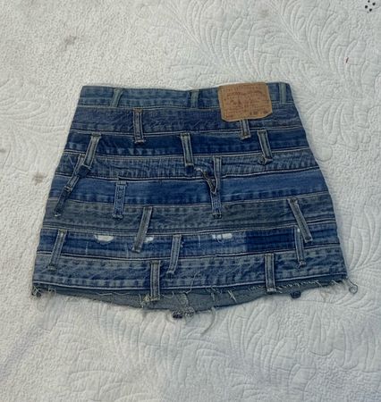 Upcycle Belted Multi Waistband Mini Skirt (Dv-9-183)