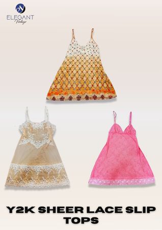 Y2K Sheer Lace Slip Tops - EV2369