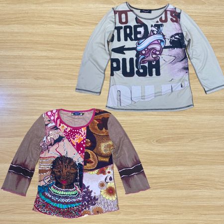 Y2K Vintage Long Sleeve Top Collection – Assorted Graphic & Printed Styles
