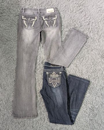 ***Y2K Flared Embroidered Jeans – Embellished Bootcut Denim